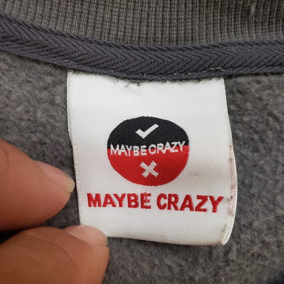 Maybe Crazy Rollstone Sweatshirt Mens‎ Large Gray Crew Neck Pullover Adult - Picture 3 of 10